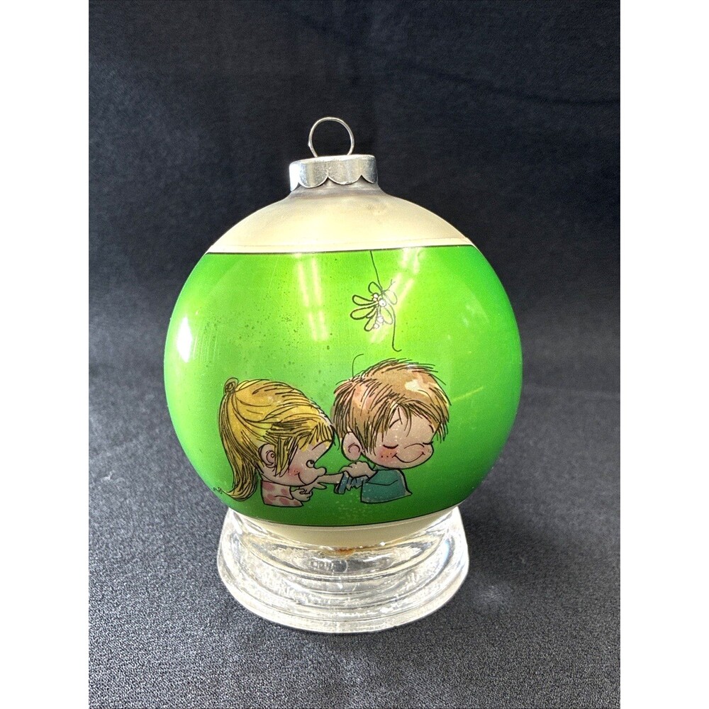 Vtg 1975 Hallmark Glass Ball Ornament Marty Links Lollipops Emmy Lou Christmas